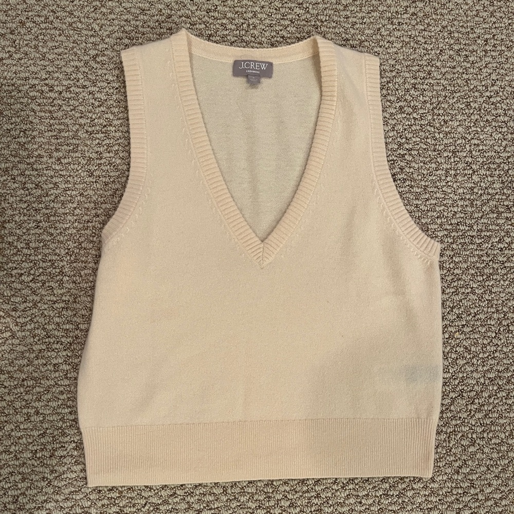 J. Crew Cashmere Women's V-Neck Sweater Vest in Cream